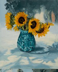 Sunflowers by Melora Kuhn contemporary artwork painting, works on paper
