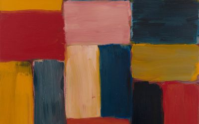 Sean Scully, Wall Pink Blue, (2020) (detail). Oil on linen. 160 x 160 cm.