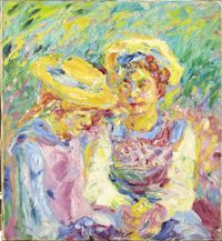 Stine and Mathilde by Emil Nolde contemporary artwork painting, works on paper