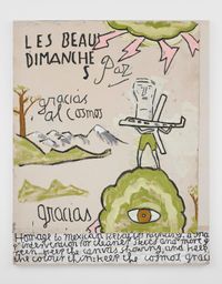 Green Man, homage to Retablos painting by Rose Wylie contemporary artwork painting