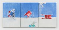 Triptyque bleu blanc rouge (Triptych blue white red) by Cathy Josefowitz contemporary artwork painting, works on paper, drawing