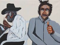 Jimmy Pompey portrait, Vincent Namatjira portrait by Vincent Namatjira contemporary artwork painting