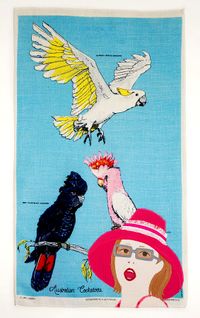 Hello Birds by Adrienne Doig contemporary artwork mixed media, textile, textile, textile