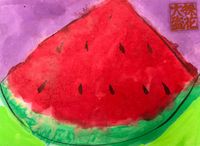 Watermelon by Walasse Ting contemporary artwork painting, works on paper