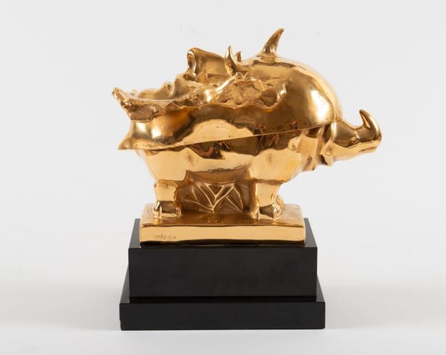 Masque mortuaire de Napoléon sur un rhinocéros by Salvador Dalí contemporary artwork