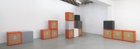 Orange Speaker Cabinets and Gray Scale Boxes by Kaz Oshiro contemporary artwork painting, works on paper
