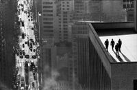 Four men on a rooftop, Sao Paulo, Brazil by René Burri contemporary artwork photography