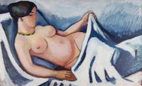 Akt liegend (Reclining Nude) by August Macke contemporary artwork painting, works on paper