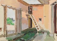 Chairman Mao's Former Residence During Jinggangshan Period 井冈山时期毛主席旧居 by Pang Tao contemporary artwork works on paper
