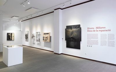 Exhibition view: Manuel Rivera & Manolo Millares, Rivera – Millares: Ethics of Reparation, Galeria Mayoral, Barcelona (15 April–24 July 2021). Courtesy Galeria Mayoral.