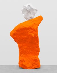 white orange monk by Ugo Rondinone contemporary artwork sculpture