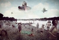 Invasion (UFO Possums) by Michael Cook contemporary artwork print