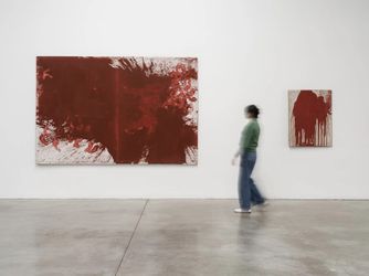 Exhibition view: Hermann Nitsch, Selected Paintings, Actions, Relics, and Musical Scores, 1962–2020, Pace Gallery, West 25th Street, New York (17 March–29 April 2023). Courtesy Pace Gallery.