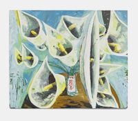 Calla Lilies (Evian Vase) by Ken Taylor Reynaga contemporary artwork painting, works on paper