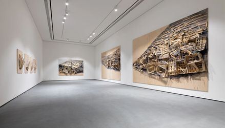 Exhibition view: Tadashi Kawamata, Tree Hut and Destruction, Wooson Gallery, Daegu (27 June–19 August 2024). Courtesy Wooson Gallery.