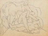 Les Guerriers by Pablo Picasso contemporary artwork drawing