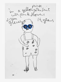 Swimsuit with Pink Flowers by Rose Wylie contemporary artwork painting, works on paper
