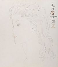 Portrait de jeune femme blonde by Léonard Tsuguharu Foujita contemporary artwork painting, works on paper
