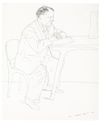 Artist's Father Reading at Table by David Hockney contemporary artwork painting, works on paper, drawing