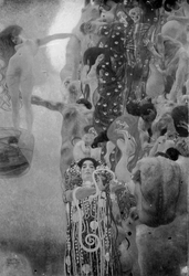 Gustav Klimt, Medicine (1901). Colourised using machine learning by Google Arts & Culture. Courtesy Google Arts & Culture.Image from:Google Reconstructs Lost Gustav Klimt Paintings With Machine LearningRead NewsFollow ArtistEnquire