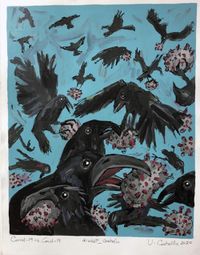 Corvid vs Covid19 by Violet Costello contemporary artwork painting, works on paper