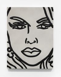 Homage à Tut in Black and White by Ghada Amer contemporary artwork sculpture