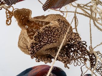 Acaye Kerunen, Ayelele (2023) (detail). Raffia, stripped banana fibre, stripped palm leaves, sisal. Dimensions variable. © Acaye Kerunen. Courtesy Pace Gallery.Image from:Acaye Kerunen Weaves Her Way Back to the Venice BiennaleRead Advisory PerspectiveFollow ArtistEnquire