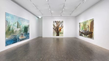 Exhibition view: Paulina Olowska, Squelchy Garden Mules and Mamunas, Pace Gallery, London (22 November 2023–6 January 2024). © Paulina Olowska. Courtesy the artist and Pace Gallery.