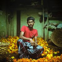 Portrait aux œillets d’Inde à Coïmbatore en Inde by Denis Dailleux contemporary artwork photography