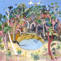 Bush crayfish den with palm tree by Andy Pye contemporary artwork painting