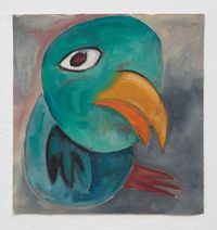 Beings: green bird by Ana Mazzei contemporary artwork painting