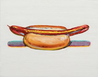 Wayne Thiebaud, Untitled (Hot Dog), 2019. Courtesy Acquavella Galleries.