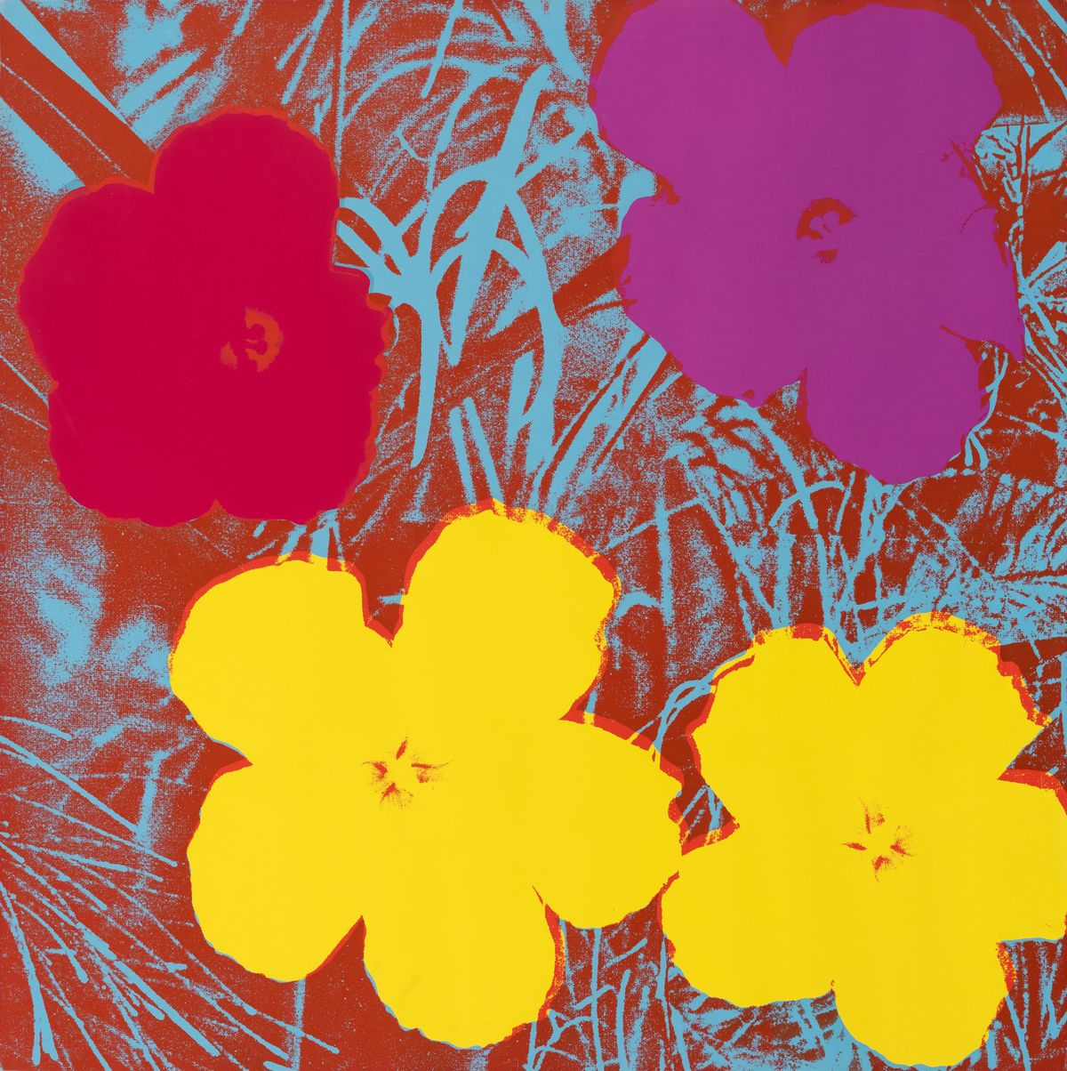 Flowers, 1970 by Andy Warhol, Colour screenprint on paper, 91.4 x 91.4 cm (2) Ocula