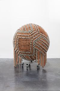 Sonic Sphere – Diagonally-ornamented Copper and Nickel by Haegue Yang contemporary artwork sculpture