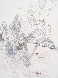 Rachel Rose, the park (2023) (detail). Ink, pencil and watercoluor on paper. 61 x 51.8 cm. Courtesy Gladstone Gallery. 