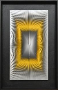 Argenteo e la sua inquieta forma gialla by Alberto Biasi contemporary artwork painting