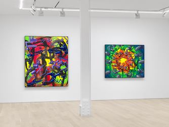 Exhibition view: Kenny Scharf, DystopianPainting, Almine Rech, New York (10 September–28 October 2020). Courtesy the Artist and Almine Rech. Photo: Dan Bradica.