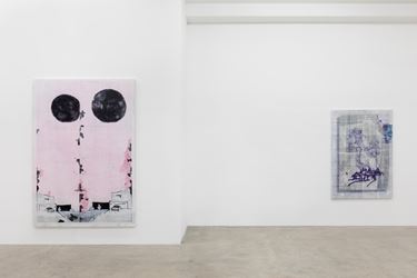Exhibition view: Michael Raedecker, Parade, GRIMM New York (2 May–23 June 2019). Courtesy GRIMM.