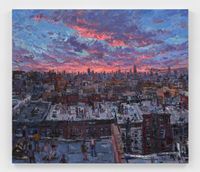 View of NYC from my Bushwick rooftop by Todd Bienvenu contemporary artwork painting, works on paper