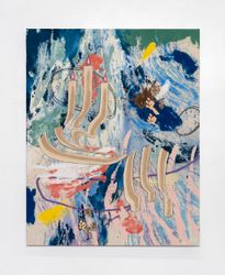 Chris Hood, Novel Gazer (2023). Alkyd on canvas. 127 x 101.6 cm. Courtesy Praz-Delavallade, Paris/Los Angeles.