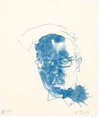 Blue Self Portrait 藍色自畫像 by Liu Xiaodong contemporary artwork print
