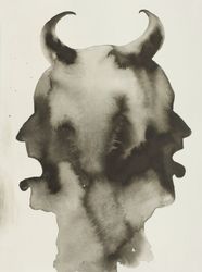 Barthélémy Toguo, Devil's Head No.5 (2009). Ink on paper. 38 × 28 cm. Courtesy HdM GALLERY, London.
