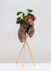 Bud Vase (Brown Left Curve) by Christian Holstad contemporary artwork sculpture, ceramics