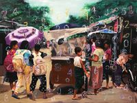 Flying Numbers (21) by Myint San Myint contemporary artwork painting