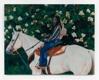 Portrait of Kortnee Solomon on Horseback by Otis Kwame Quaicoe contemporary artwork painting