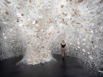 Exhibition view: Chiharu Shiota, Signs of Life, Templon, New York (19 January–9 March 2023). Courtesy Templon. 