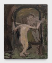 Nude looking in mirror by Janice Nowinski contemporary artwork painting, works on paper