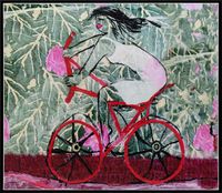 Red Bicycle by Azade Köker contemporary artwork painting, works on paper, sculpture, photography, print