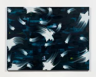Gary Simmons, Ghost Town Skies (2023). Oil paint and cold wax on canvas. 213.4 x 274.3 cm. © Gary Simmons. Courtesy the artist and Hauser & Wirth. Photo: Keith Lubow.