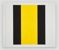 Untitled (Yellow Vertical Band/Black Bands) by Mary Corse contemporary artwork painting